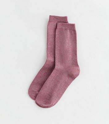 Deep Pink Glitter Ankle Socks New Look