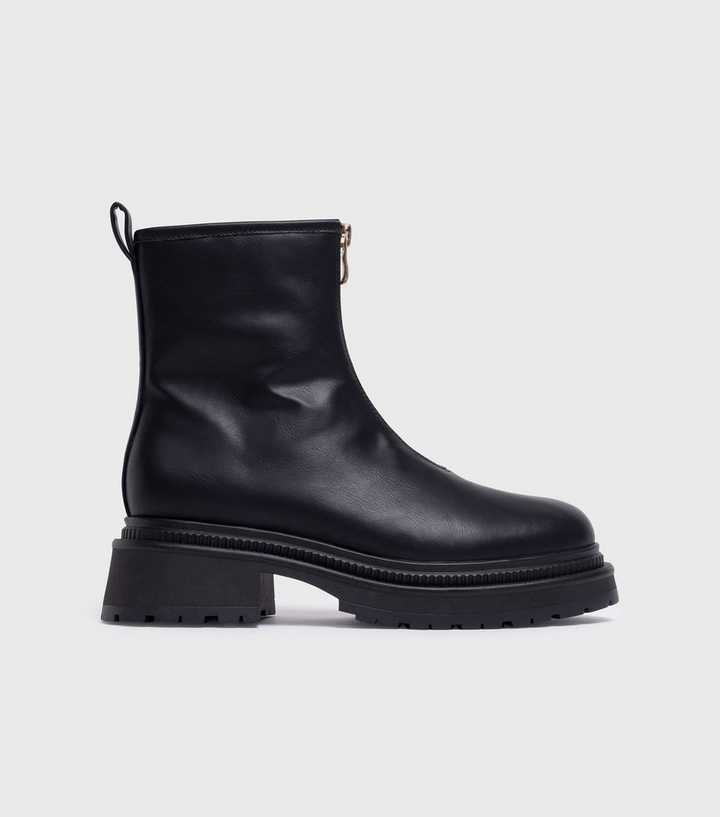 new look zip front ankle boots