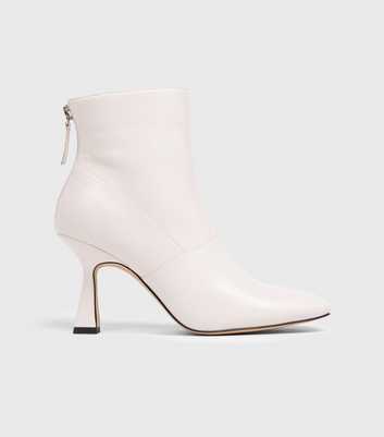 London Rebel Cream Leather-Look Stiletto Heel Boots