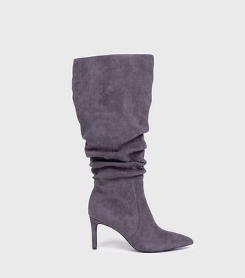 Grey knee clearance boots