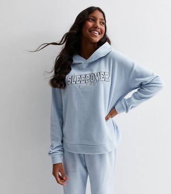 Girls Blue Fleece Jogger Pyjama Set with Sleepover Club Logo New Look