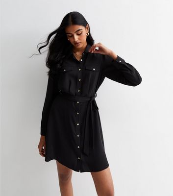 Black Long Sleeve Utility Mini Dress New Look