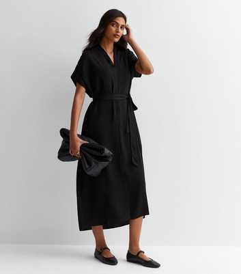 Black Batwing Belted Midaxi Dress