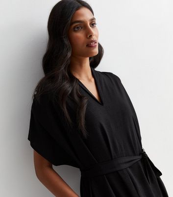 Black batwing belted dress sale