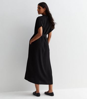 Black Batwing Belted Midaxi Dress New Look