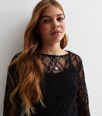 Girls black sale lace top