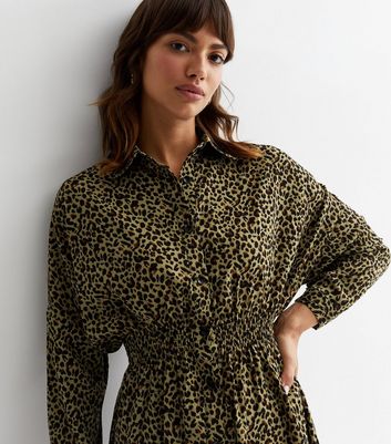 New look khaki leopard best sale print dress