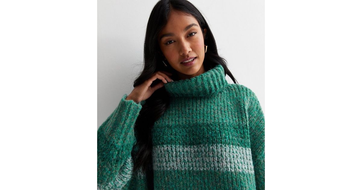 Blue Vanilla Green Stripe Chunky Knit Jumper