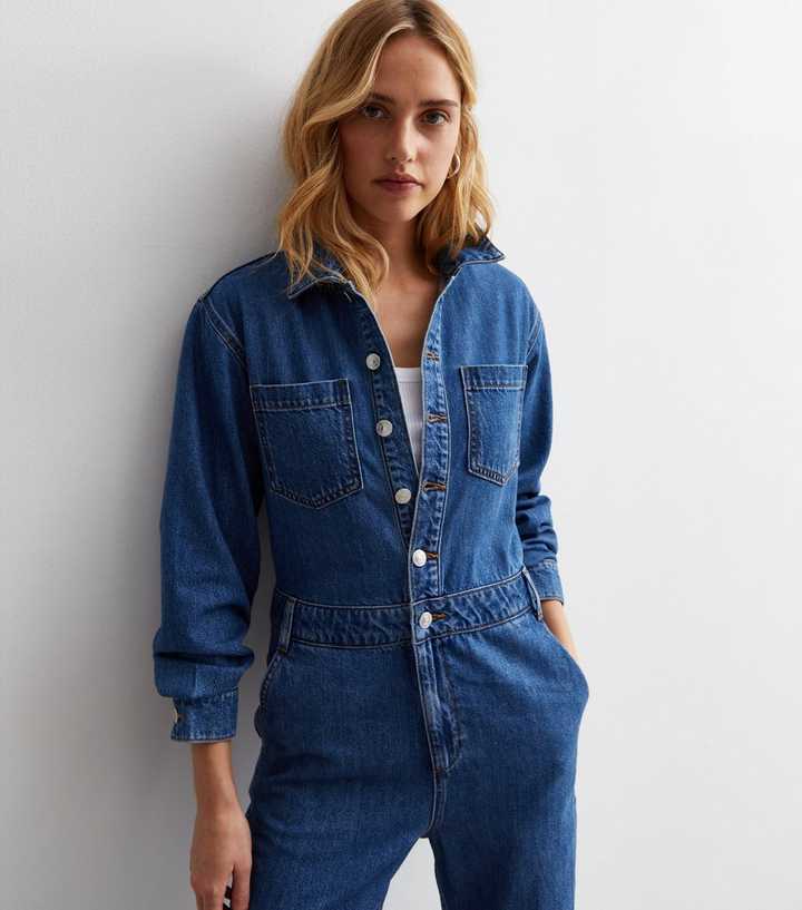 Z1975 FRONT POCKETS DENIM JUMPSUIT - Blue