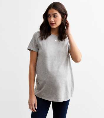 Maternity Grey Cotton Short Sleeve T-Shirt