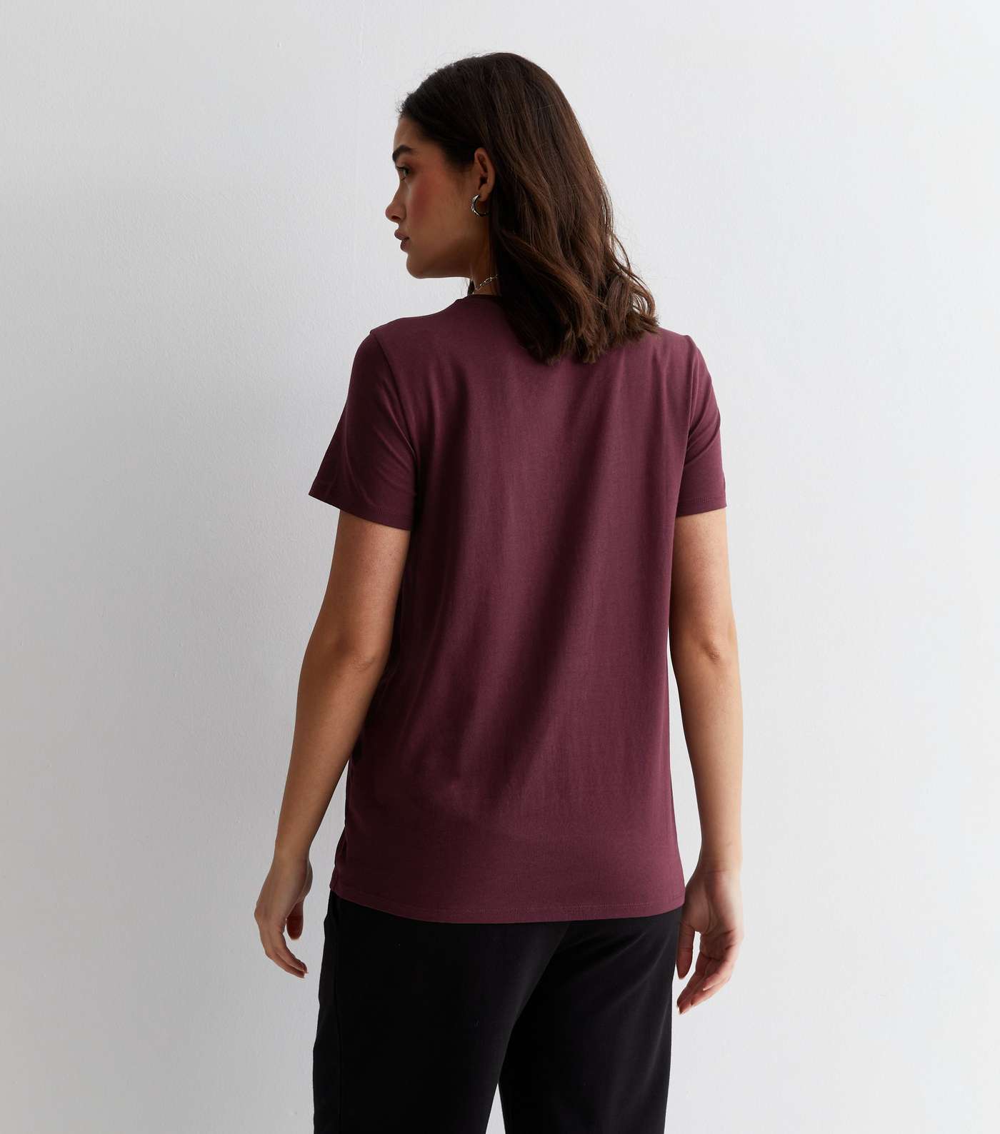 Maternity Burgundy Cotton Short Sleeve T-Shirt Image 4