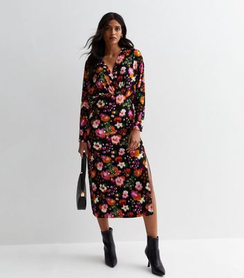 New look outlet floral wrap dress