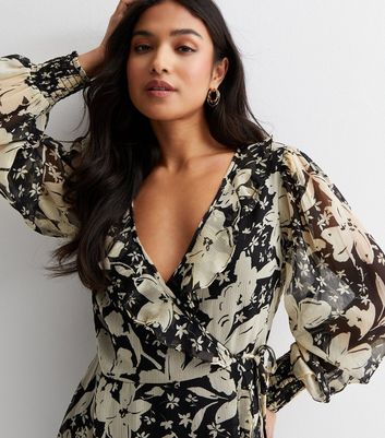 Ruffle wrap dress store long sleeve