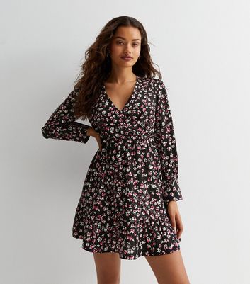 Petite black deals floral dress