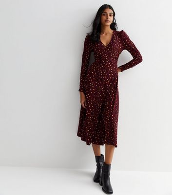 Burgundy animal print on sale dress