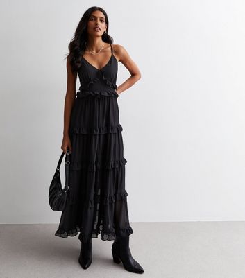 Black layered best sale ruffle dress