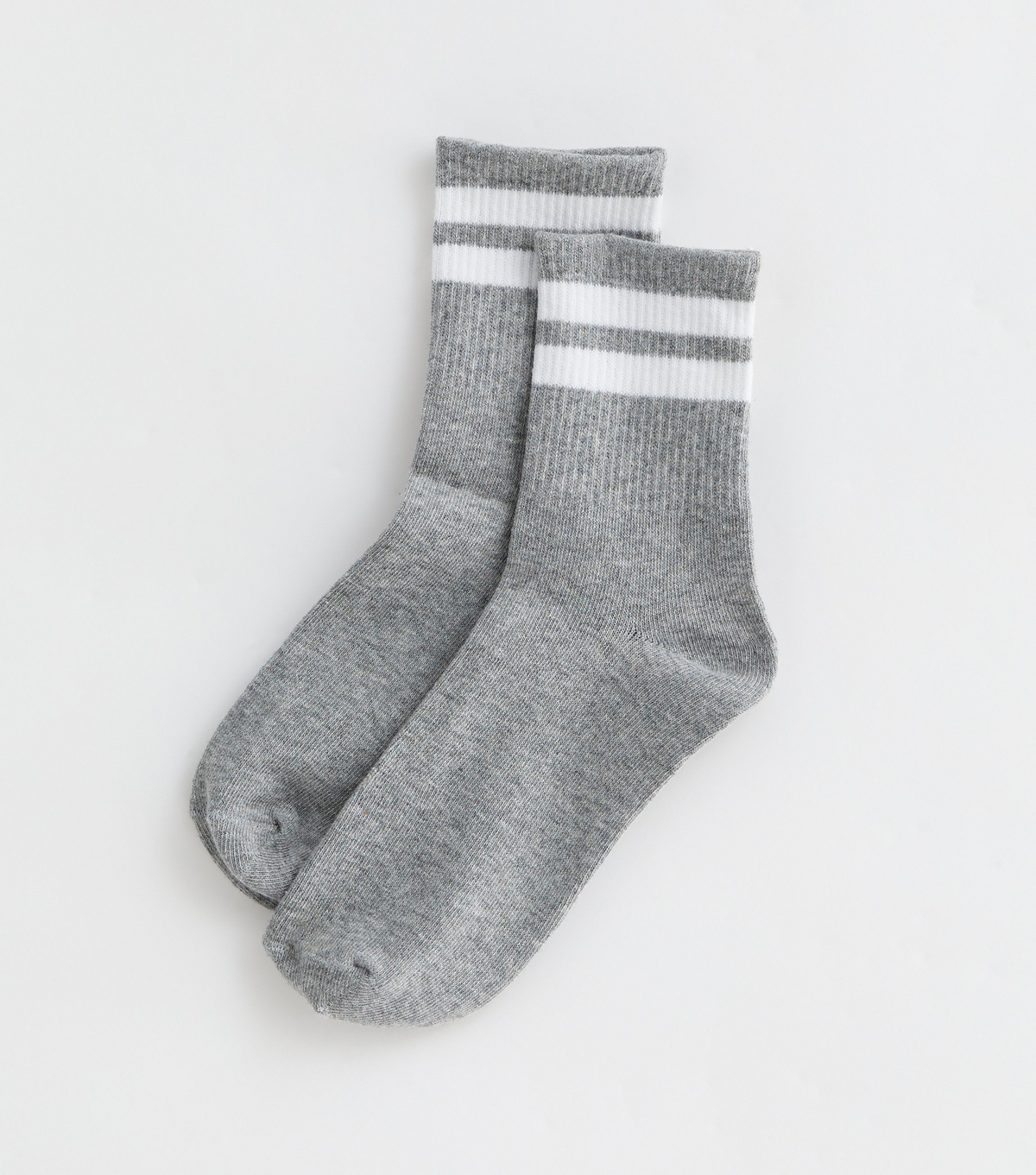 Women's Grey Ribbed Stripe Tube Socks New Look