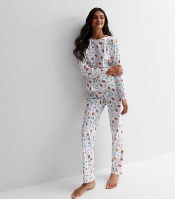 PIECES Grey Trouser Pyjama Set with Christmas Print