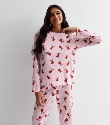 Grey and red 2025 reindeer print pyjama set