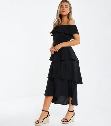 Quiz black and sales white bardot dress