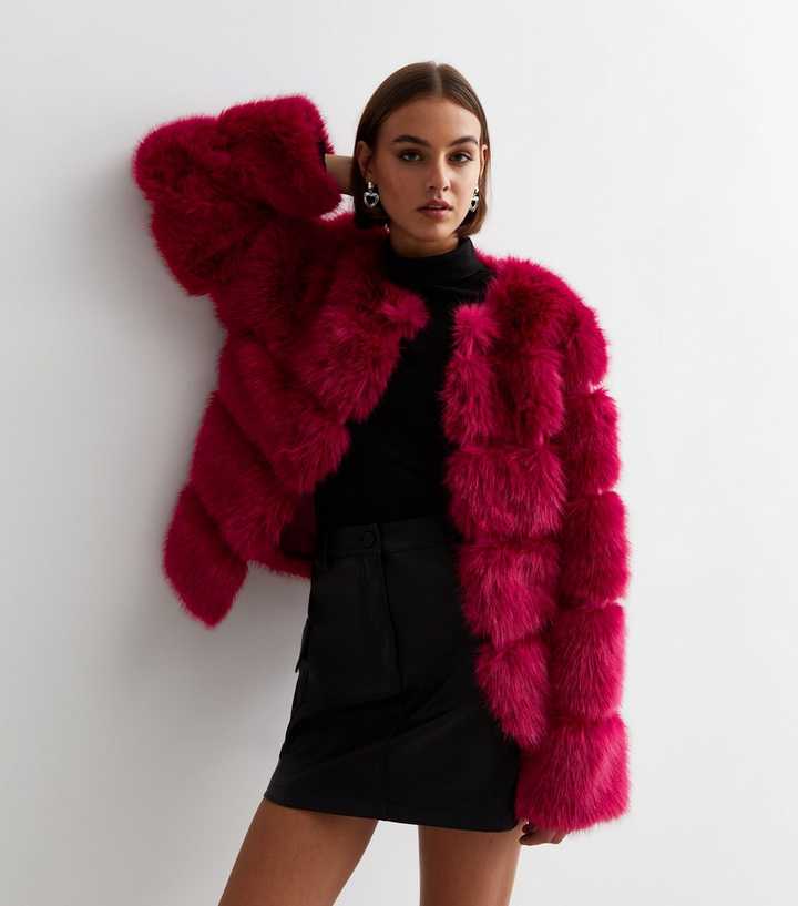 Gini London Pink Faux Fur Jacket
