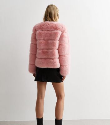 Pink faux cheap fur jacket womens