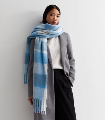 Blue check sales scarf womens