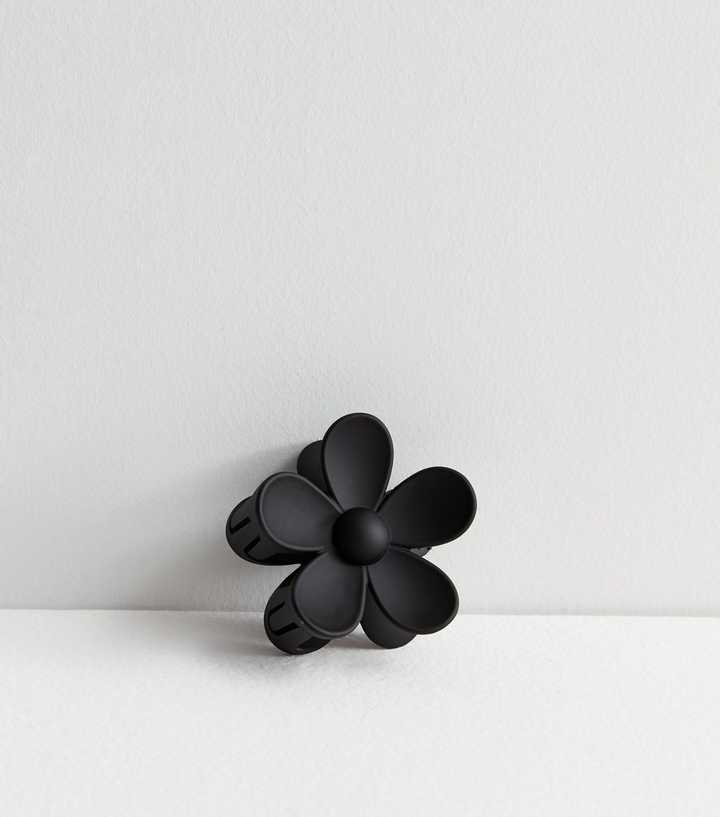 Black Matte Large Flower Hair Claw Clip