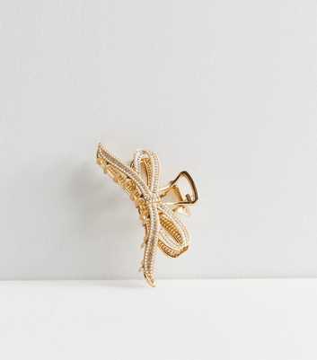 Gold Diamanté Cut Out Bow Hair Claw Clip