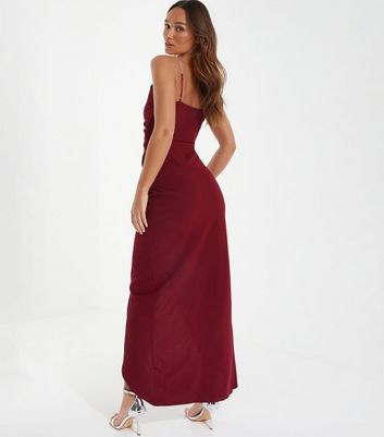 Quiz red deals maxi dress