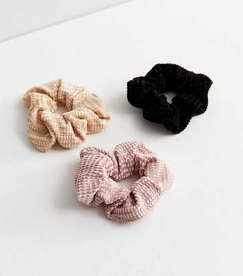 3 Pack Pink Textured Waffle Scrunchies