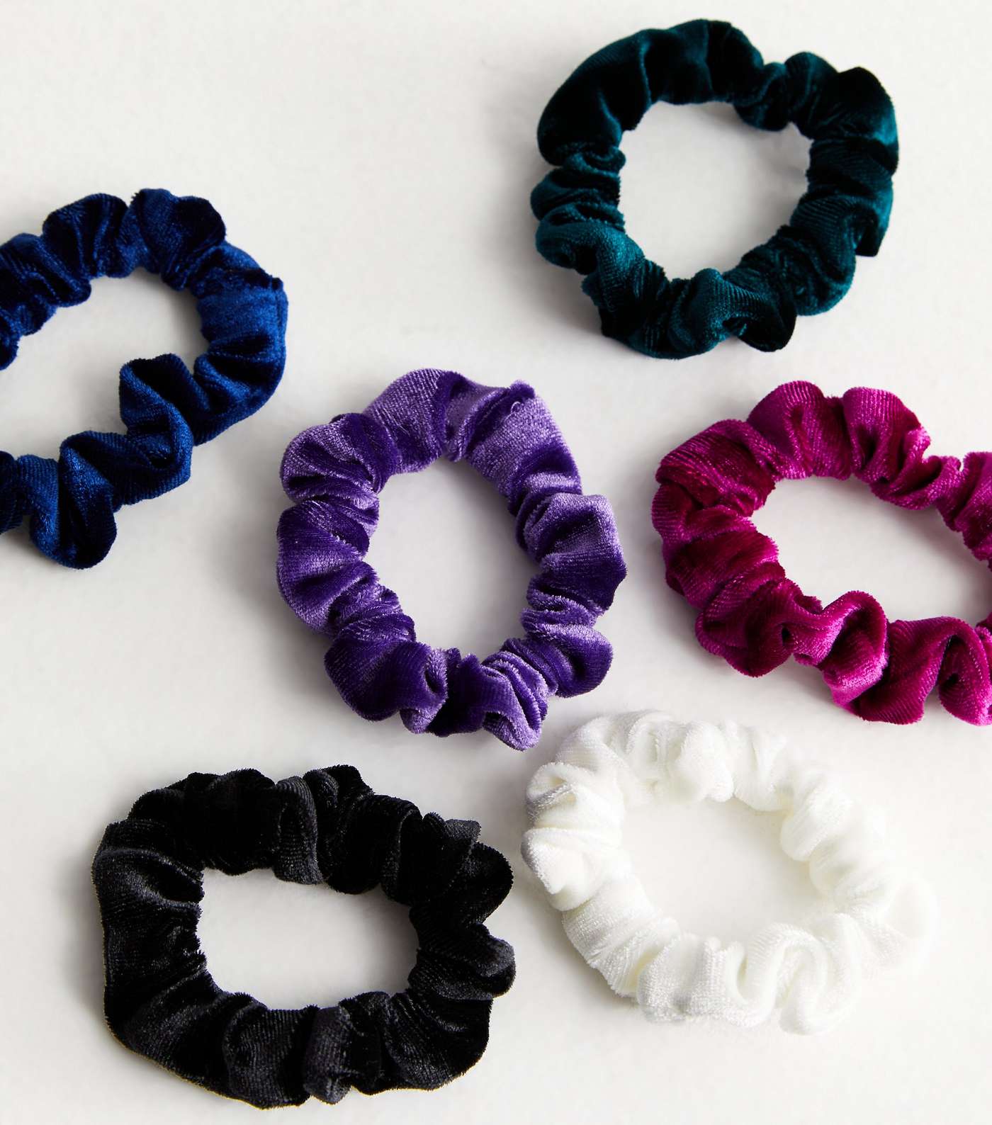 6 Pack Blue and Multicoloured Velvet Mini Scrunchies Image 2