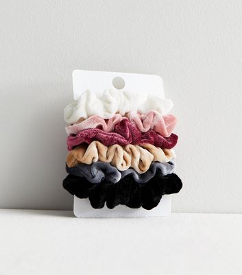 6 Pack Pink and Multicoloured Velvet Mini Scrunchies New Look