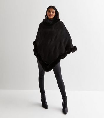 Black cape with hotsell faux fur trim