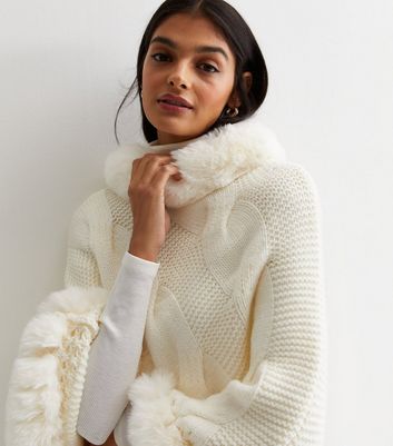 Faux fur cheap trimmed sweater