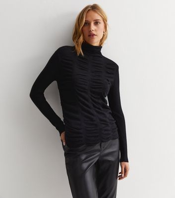Gini London Black Fine Knit Textured Top New Look