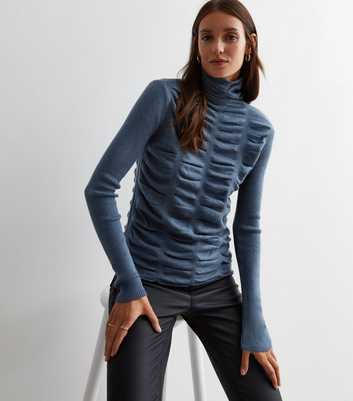 Gini London Blue Fine Knit Textured Top