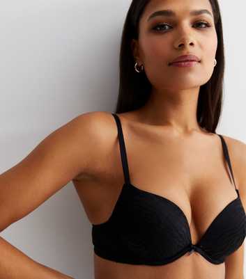 Black Zebra Lace Push Up Bra