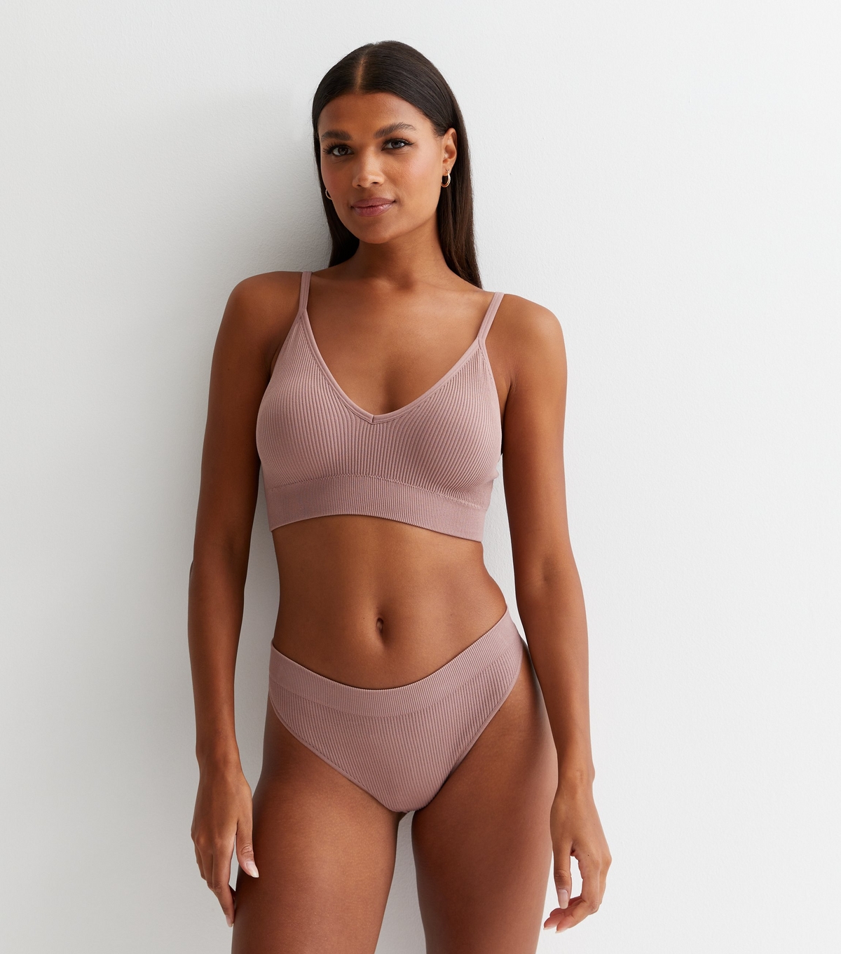 Women's Deep Pink Ribbed Seamless High Leg Thong New Look
