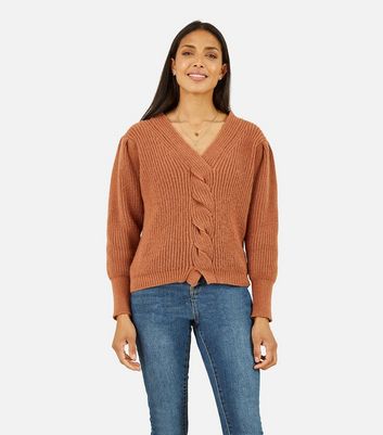 Rust v hot sale neck sweater