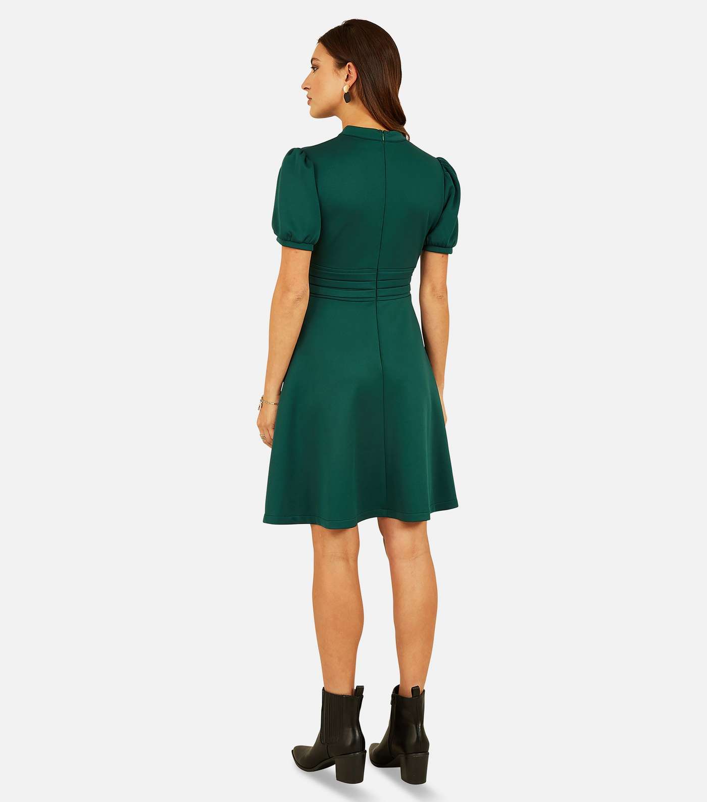 Mela Dark Green Mini Skater Dress Image 3