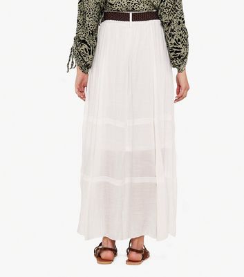 Apricot White Belted Maxi Skirt New Look