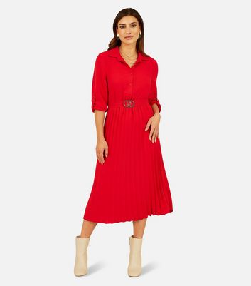 New look hotsell red pleated dress