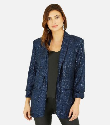 Long navy 2025 blazer womens