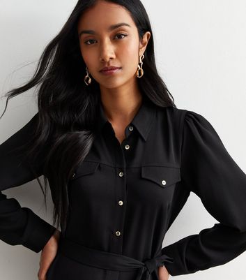 Black utility shop shirt dress