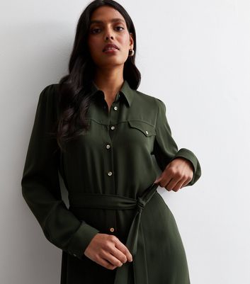 Green utility shop shirt dress