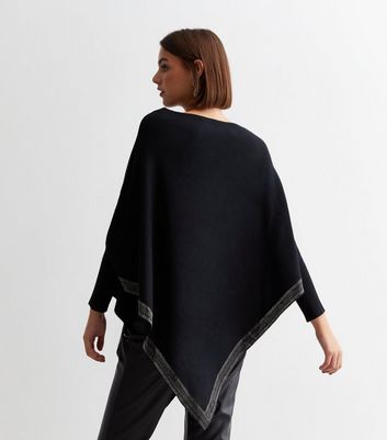 Blue Vanilla Black Diamanté Hem Poncho | New Look