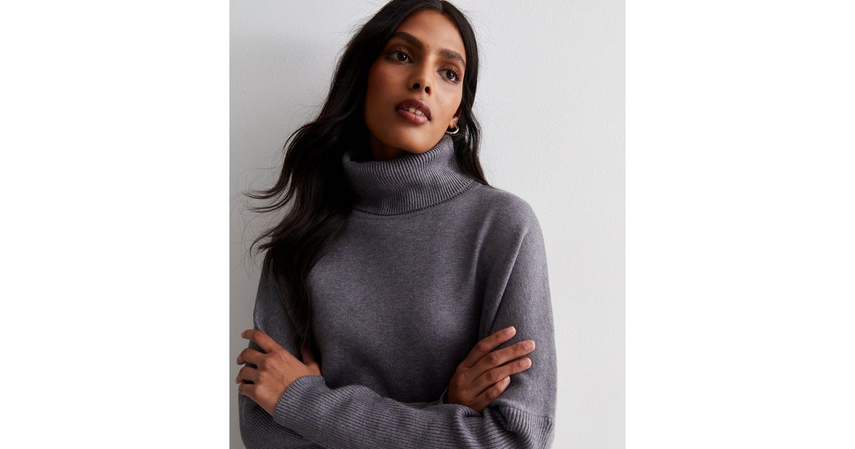 Blue Vanilla Grey Knit Roll Neck Long Jumper | New Look