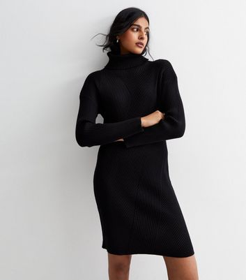 Black ribbed 2024 jumper dress