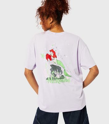 Skinnydip Lilac Cotton The Little Mermaid Logo T-Shirt New Look